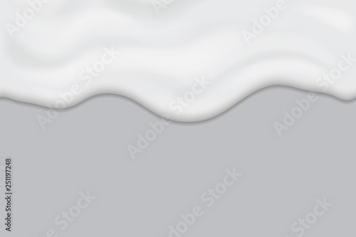 Creamy liquid texture, dripping yogurt cream horizontal seamless design, milk melting banner photo
