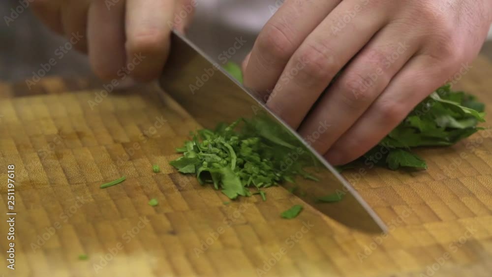 Parsley cut with a sharp knife Parsley cut with a sharp knife