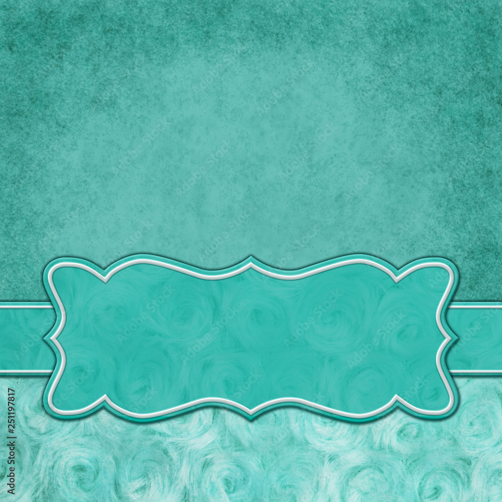 Teal square border with rose plush fabric with copy space Teal square border with rose plush fabric with copy space