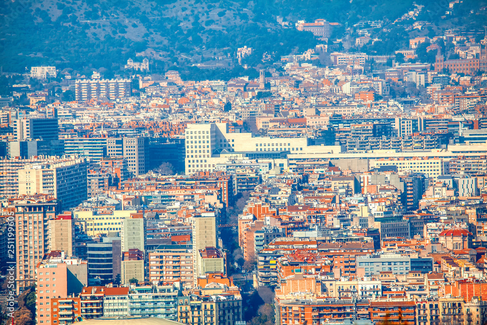 Aerial view of modern Barcelona 