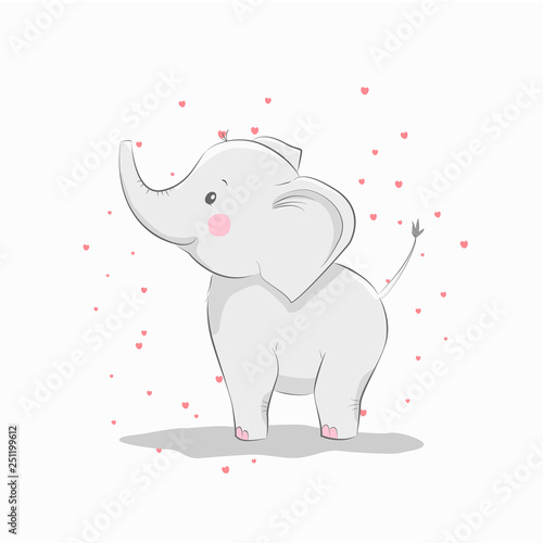 Cute vector illustration with elephant baby for baby wear and invitation card.