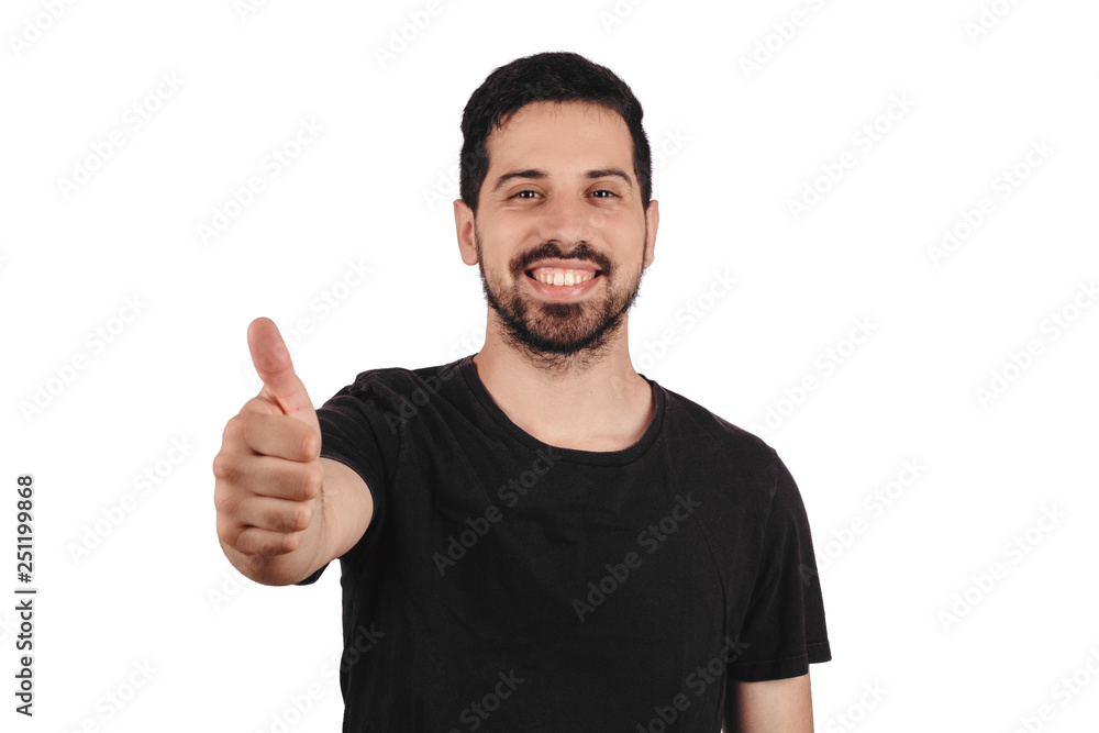 Young man showing thumbs up Young man showing thumbs up