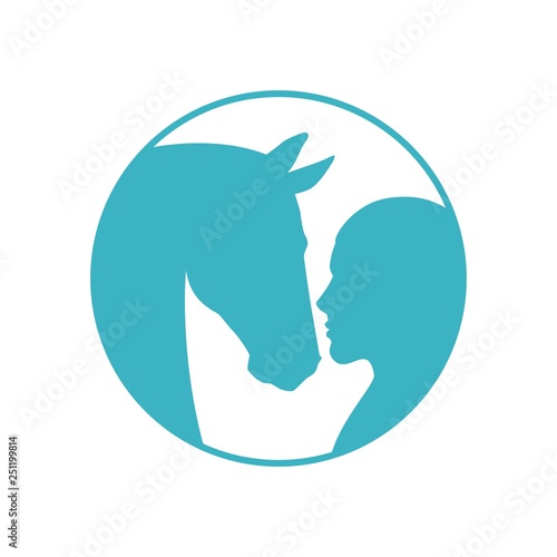 Silhouette of a man and a horse
