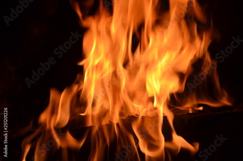 fire in fireplace