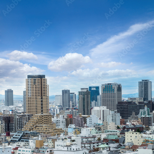 Cityscapes of Kobe city in winter Skyline, office building and downtown of Kobe Bay, Japan, Kobe has been an important port city. © lukyeee_nuttawut