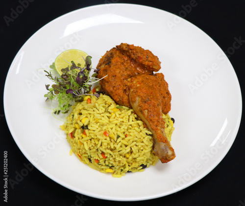 Durban style chicken with oporto rice