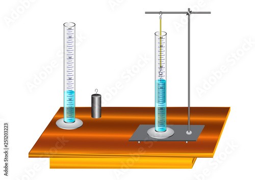 Measurement of the volume of a physical body with a measuring cylinder-beaker, a body immersed in a liquid squeezed out the volume of a liquid equal to the volume of the body.