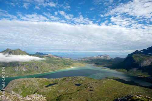 Norwegian fjord at Flakstad island,lofoten © stein