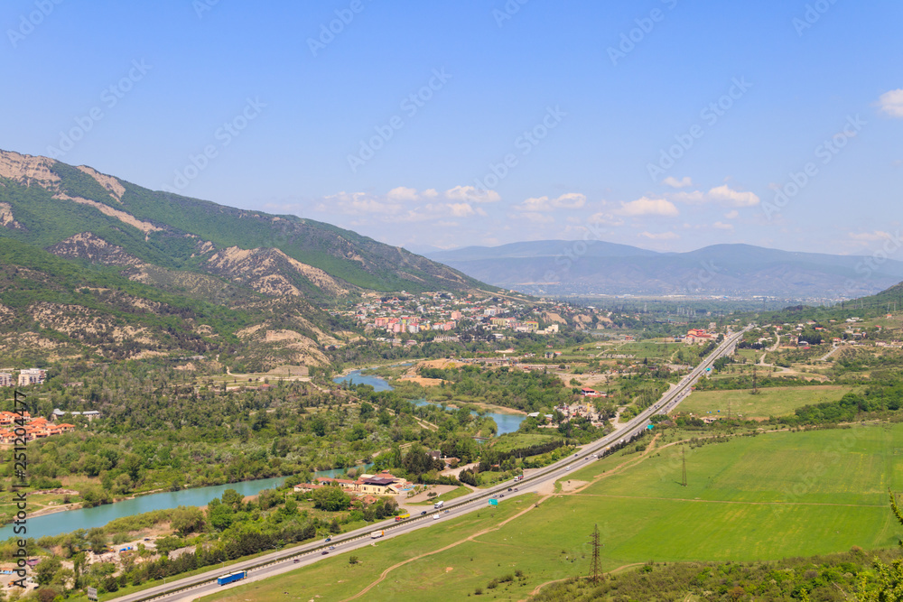 Aerial view on old town Mtskheta in Georgia