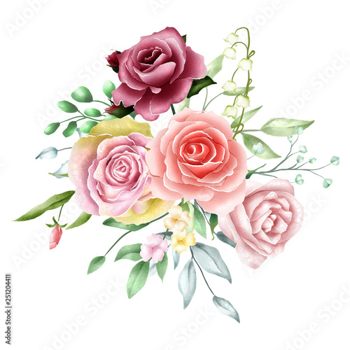 watercolor rose bouquet background