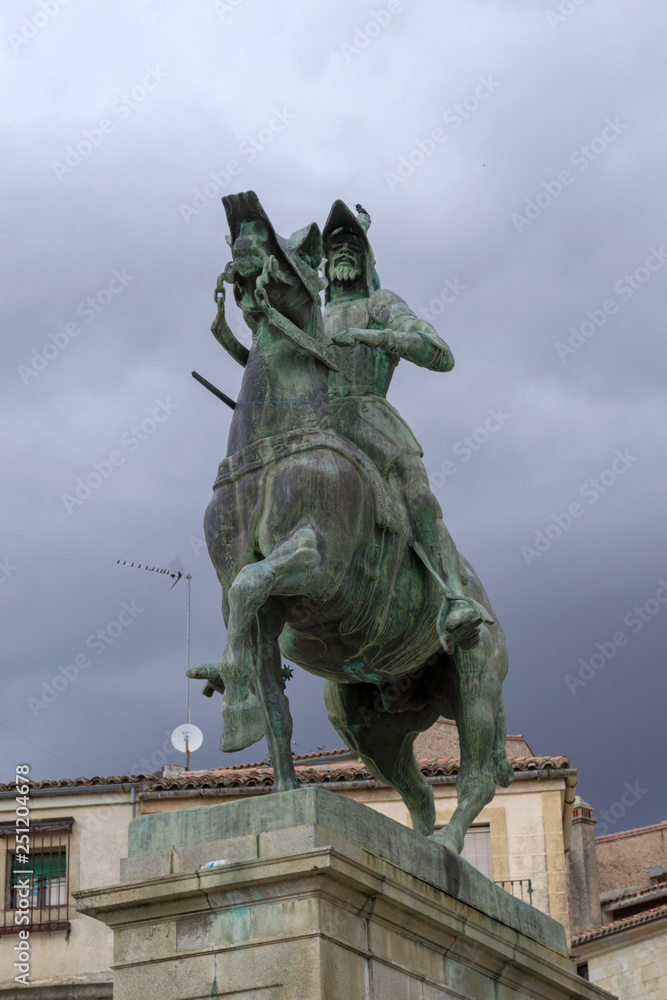 Equestrian statue of Pizarro in Trujillo (Spain)