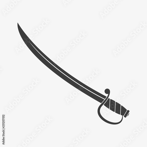 Scimitar sword icon. Saber or cavalry sword sign. Vector illustration.