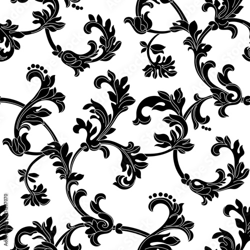 Wallpaper Mural Black vintage baroque ornament, corner. Retro pattern antique style acanthus. Torontodigital.ca
