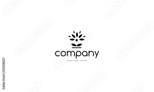 Yoga lotus flower black vector logo design