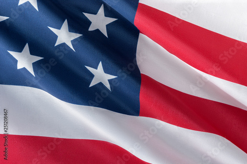 Close-up photo of waving american flag