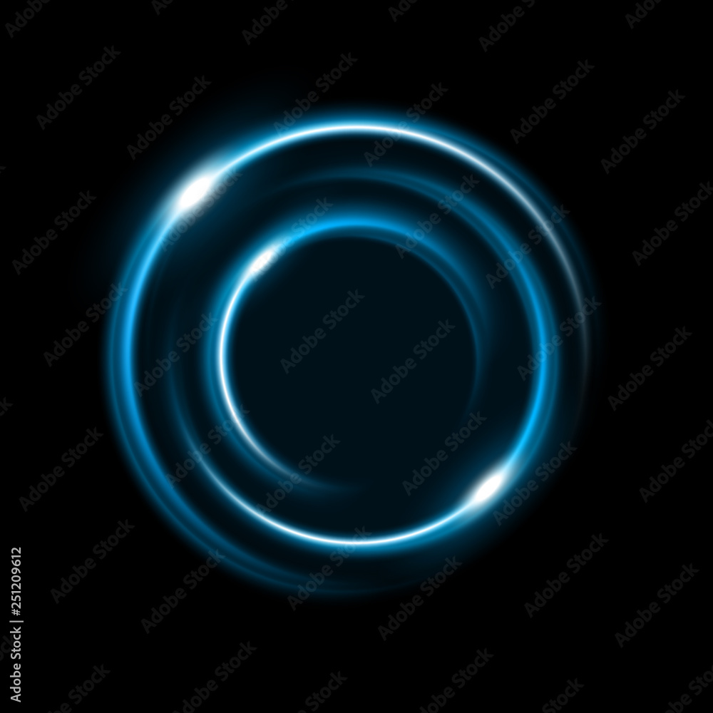 Vibrant neon circle with glow for advertising, banner, card. Design element. Abstract luminous background. Vector illustration Vibrant neon circle with glow for advertising, banner, card. Design element. Abstract luminous background. Vector illustration