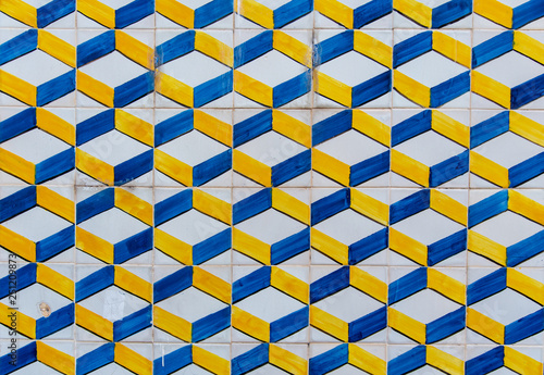 old tiles of a building in a street in Lisbon