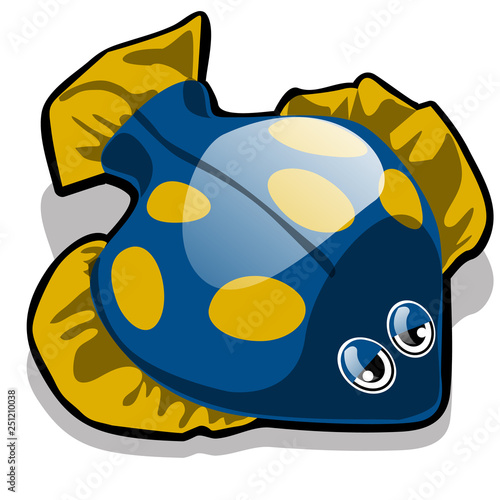 Toy in the form of the fish flounder isolated on white background. Vector cartoon close-up illustration.