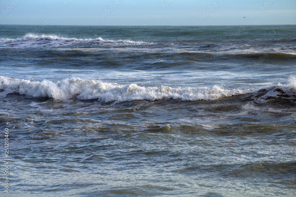 waves breaking on the beach,horizon,wind,seascape,foam,panorama,view,sea