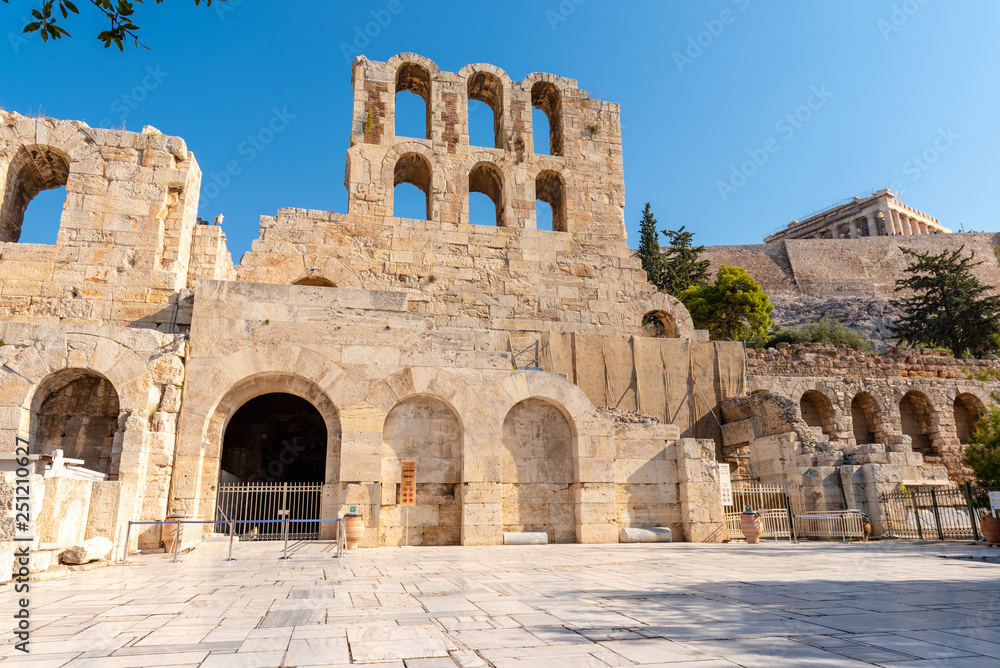 Facade of Odeon of Herodes Atticus in Athens, one of the few ancient theatres in the world that still host performances.