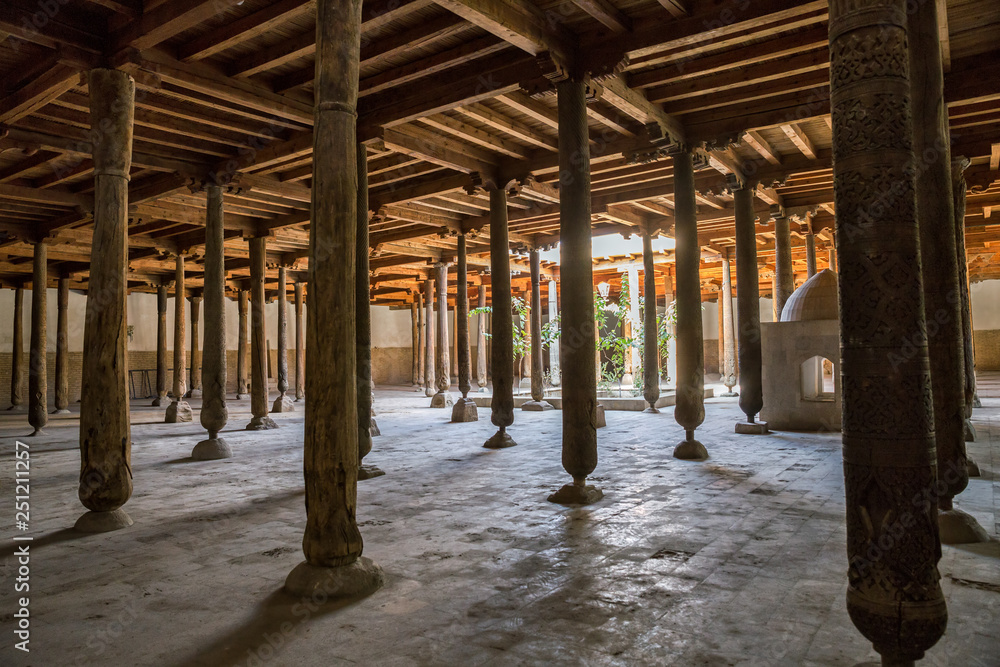 Columns of Juma mosque in Khiva