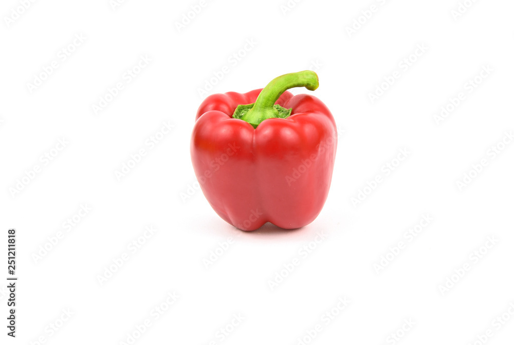 Red bell pepper or red parprika on white background.