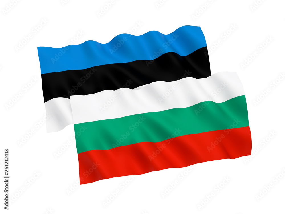 Flags of Estonia and Bulgaria on a white background Flags of Estonia and Bulgaria on a white background