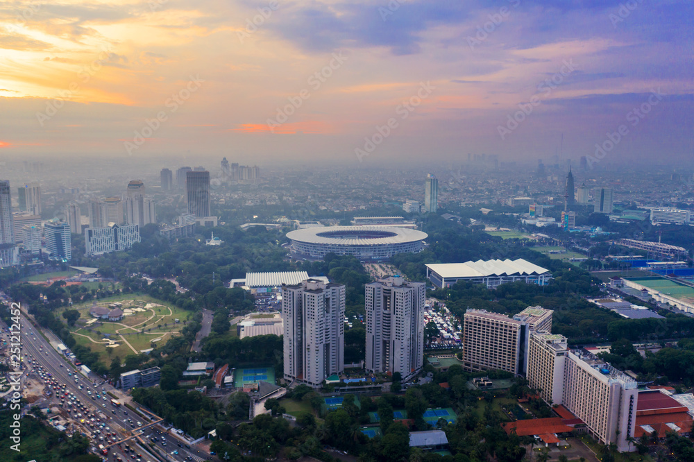 Obraz premium Beautiful Senayan stadium complex at dawn time