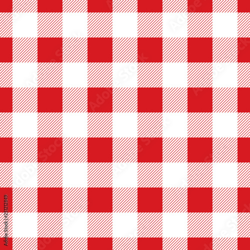 Seamless large red check pattern. Vintage restaurant check tablecloth style.