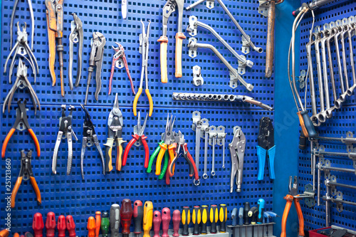 workbench with many tools