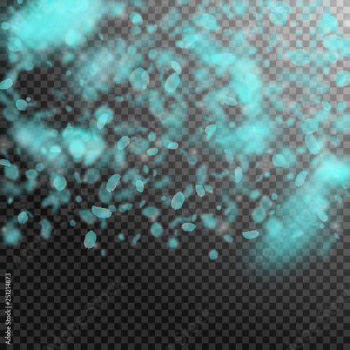 Turquoise flower petals falling down. Stunning rom