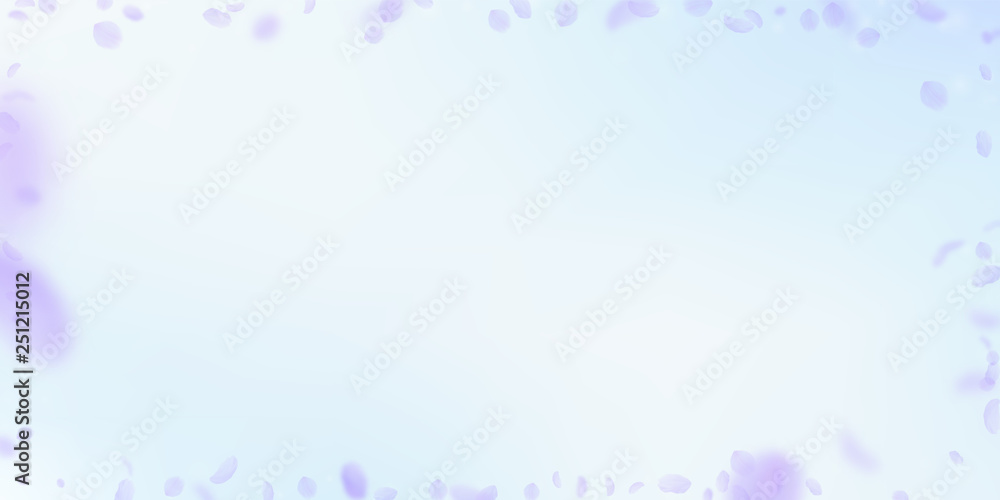 Violet flower petals falling down. Classic romanti Violet flower petals falling down. Classic romanti