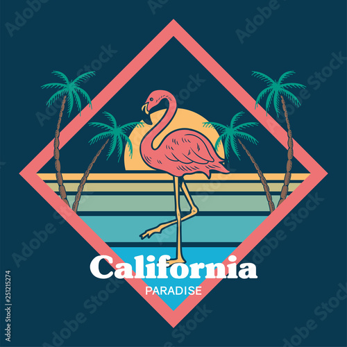 Flamingo sunset print 