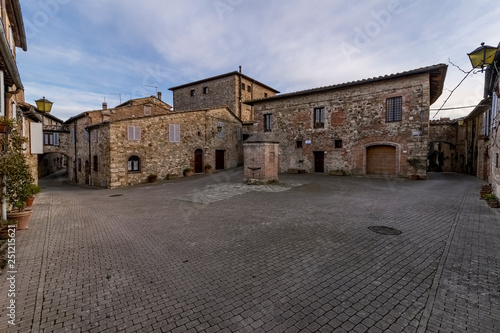 Prison square in the medieval village of Murlo, Siena, Tuscany, Italy