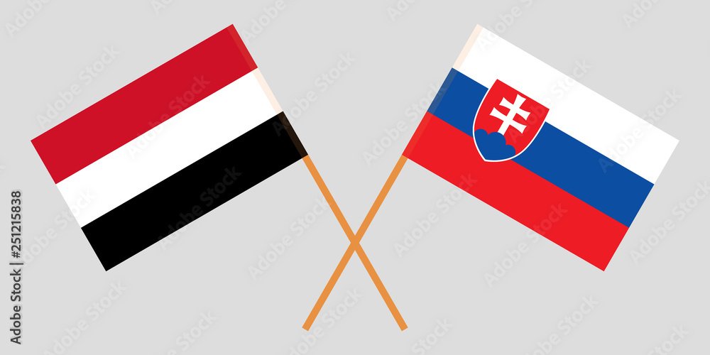 Slovakia and Yemen. The Slovakian and Yemeni flags. Official colors. Correct proportion. Vector