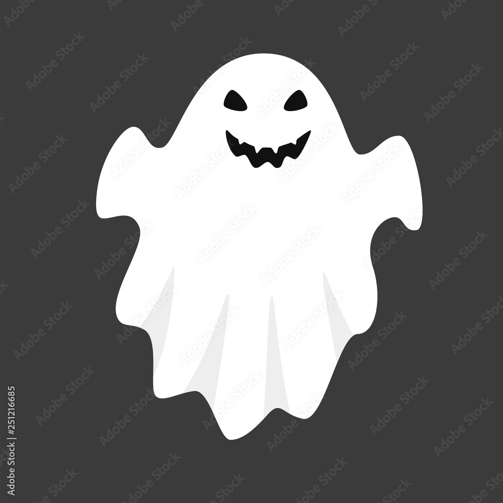 Vector white ghost isolated on black background Vector white ghost isolated on black background