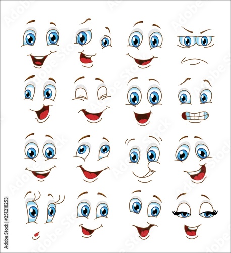 face expression set. vector illustration emoticon cartoon