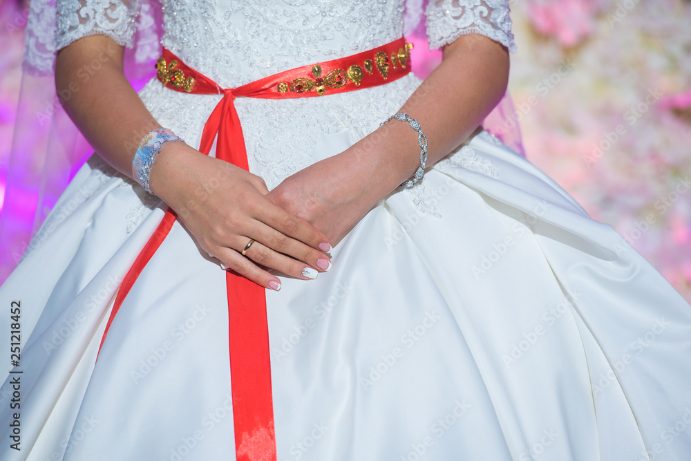 Azerbaijani Wedding Muslim Traditions Customs Holiday Bride White Dress Red  Stock Photo by ©Kinderkz 247126358