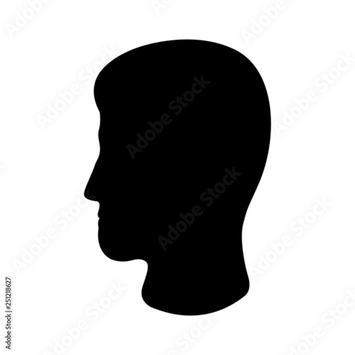 Man's head icon. Silhouette of male profile with visible haircut. Vector Illustration