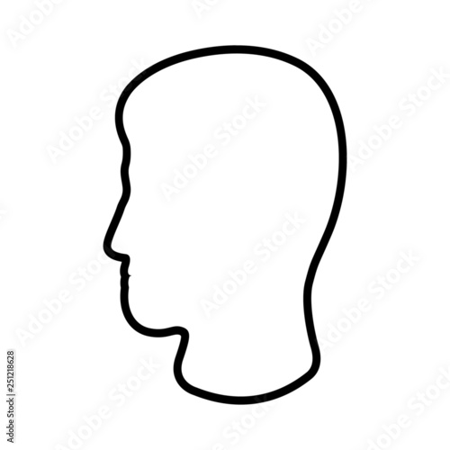 Man's head line icon. Silhouette of male profile with visible haircut. Vector Illustration