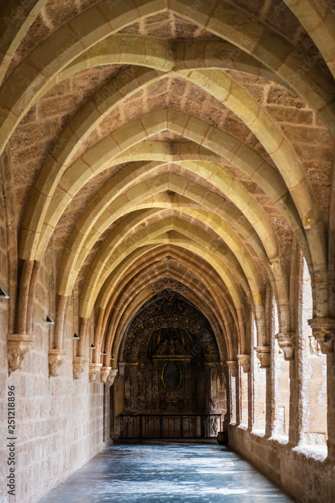 Corridor inside the cloister of the Monastery of Piedra