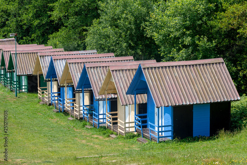 beautiful blue chalets in a summer camp for children © ArtushFoto