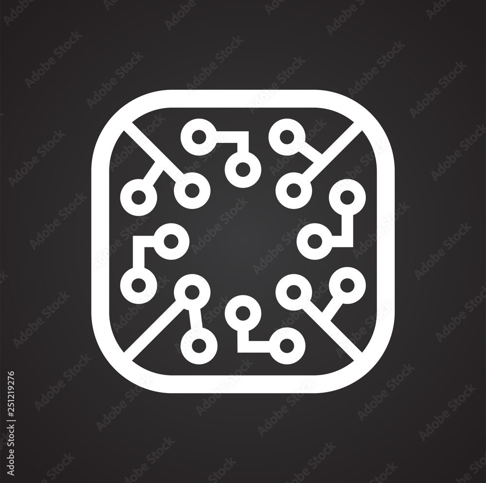 Electronic circuit icon on black background for graphic and web design, Modern simple vector sign. Internet concept. Trendy symbol for website design web button or mobile app Electronic circuit icon on black background for graphic and web design, Modern simple vector sign. Internet concept. Trendy symbol for website design web button or mobile app