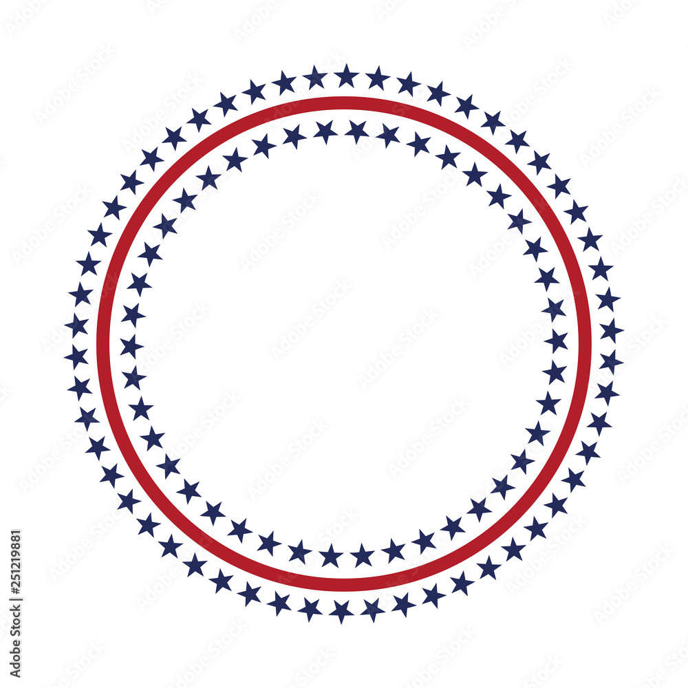 USA star vector pattern round frame. American patriotic circle border with stars and stripes pattern. - obrazy, fototapety, plakaty 
