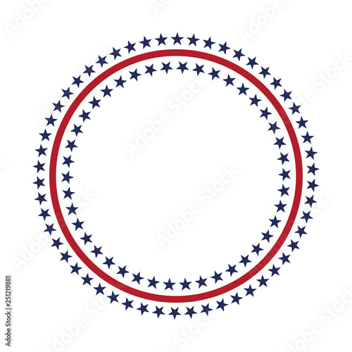 USA star vector pattern round frame. American patriotic circle border with stars and stripes pattern.