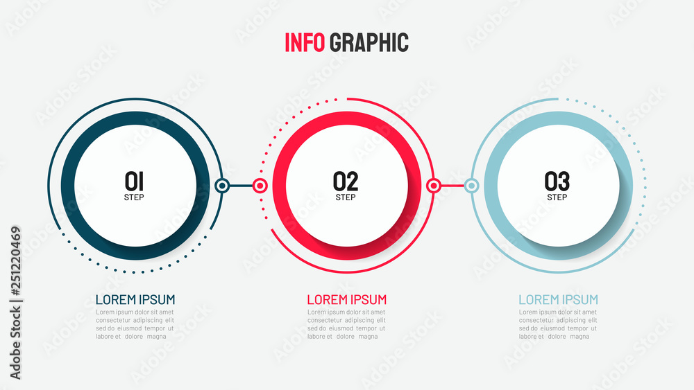 Timeline infographic design with circle for business template. Vector 3 steps. - obrazy, fototapety, plakaty 