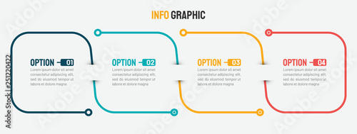 Thin line infographic template. Timeline with 4 option. Vector.