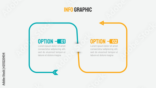 Thin line infographic process design with 2 option and arrow. Vector business template for presentation.