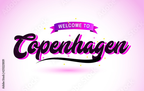Copenhagen Welcome to Creative Text Handwritten Font with Purple Pink Colors Design.