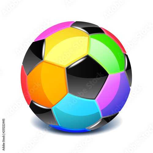 Colorful soccer ball isolated on white vector illustration